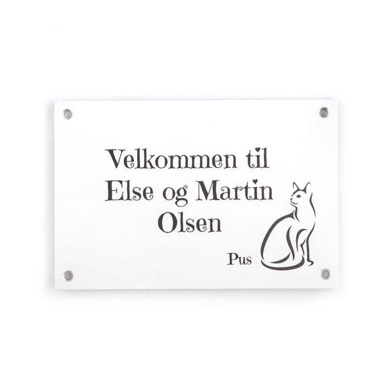 Dørskilt med katt   9x13,5 cm
