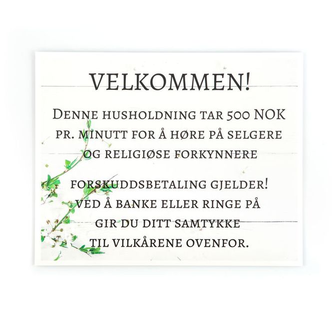 Hovedbilde Dørsalg uønsket skilt