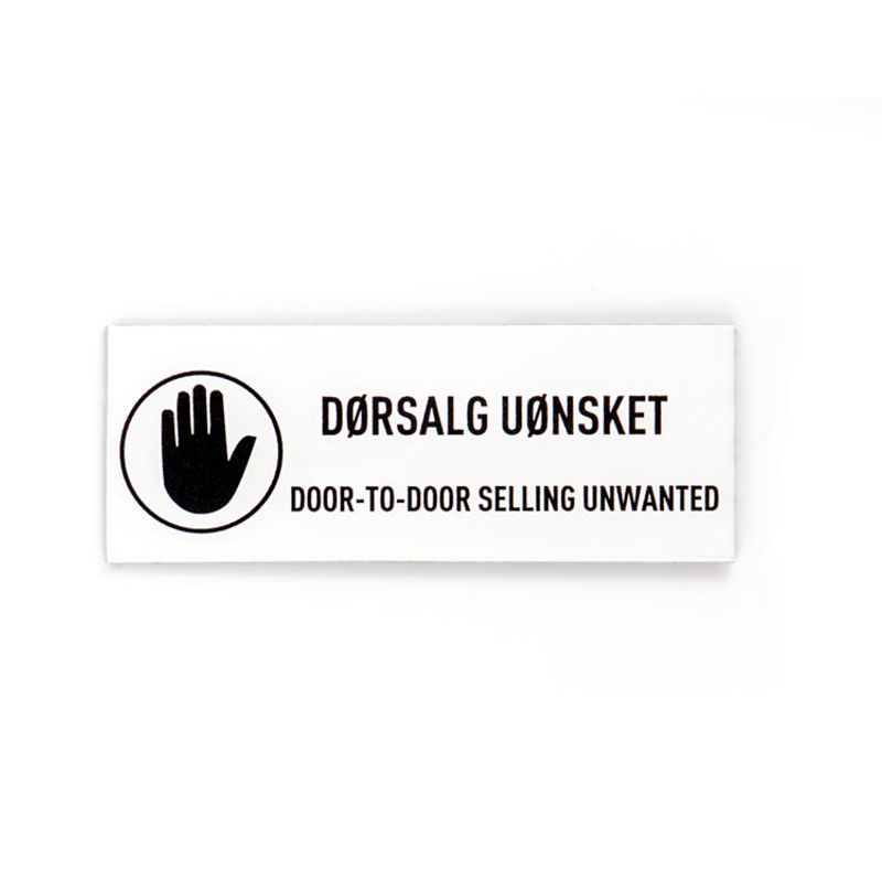 Dørsalg uønsket hånd -hvitlakkert aluminium    8x3 cm