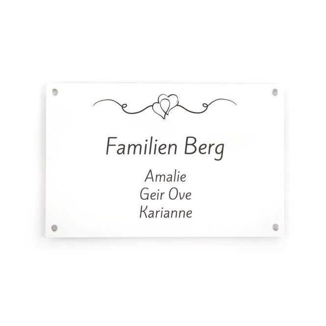 Hovedbilde Dørskilt med hjertedekor   11x17 cm