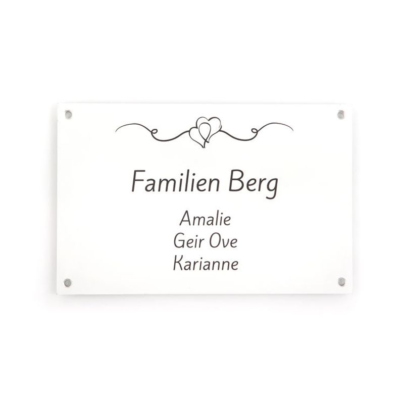 Dørskilt med hjertedekor   11x17 cm