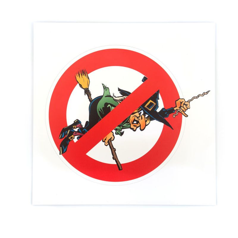 Skilt med heks forbudt motiv