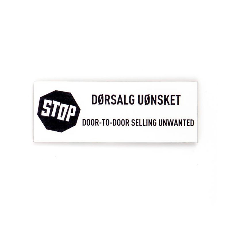 Dørsalg uønsket stop -hvitlakkert aluminium      8x3 cm